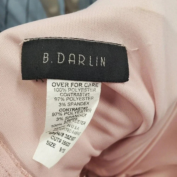 B Darlin Size 9/10 Pink and Green Strapless Knee Length Tule Formal Dress - Picture 7 of 9